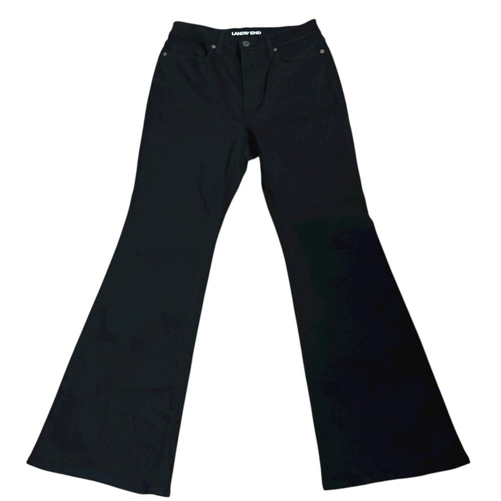 NEW Lands End Size 8 Flare Leg Jeans Black Denim